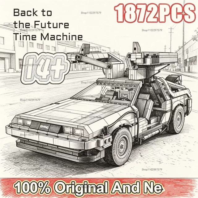 LEGO Back to the Future Zeitmaschinen-Set, Baustein-Automodell, 1872 Teile, ab 14 Jahren - Bild 1