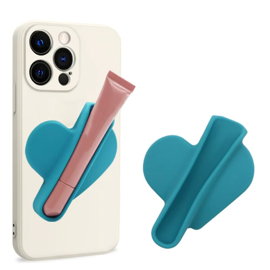 Handyhülle aus weichem Silikon im Lippenstift-Design in Pink mit integriertem Handyhalter - Bild 3