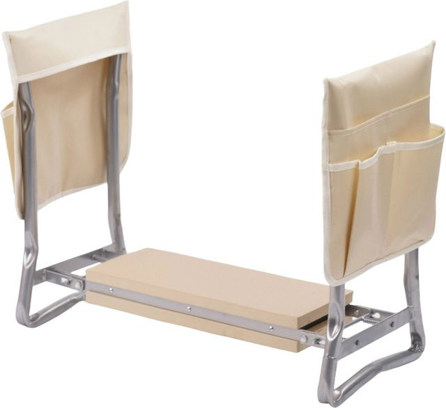 Relaxdays Klappbare Kniebank aus Stahl in Beige mit Polsterung und Taschen, B/T/H: 50 x 60 x 27,5 cm - Bild 1
