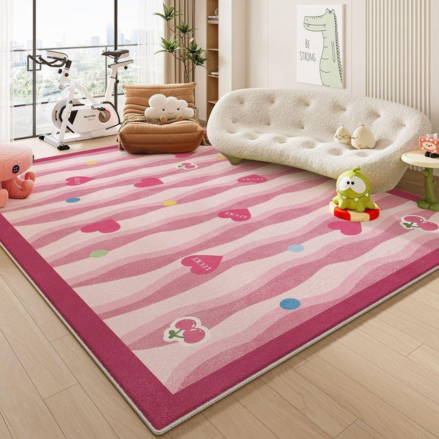 Bunter Kinder Teppich Läufer von Lodestar mit geometrischem Muster und Cartoon Katze, weiche Bodenmatte für das Kinderzimmer, B/B: 50 x 80 cm, Mehrfarbig/Pink - Bild 1