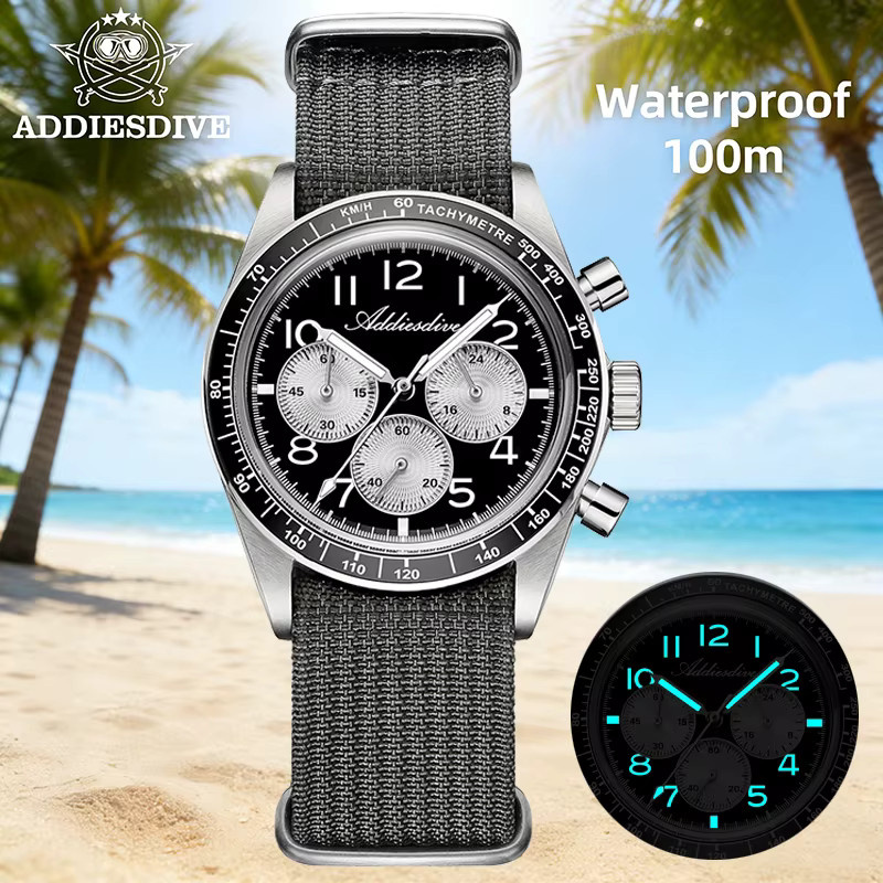 ADDIESDIVE Chronograph, Quarz, Keramik, 37 mm, Herren, Schwarz - Bild 2