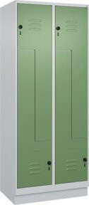 C+P Z-Spind Classic PLUS mit 4 Fächern und Sockel, Sicherheits-Drehriegel, Farbe Grau/Grün, H x B x T: 195 x 80 x 50 cm - Bild 1
