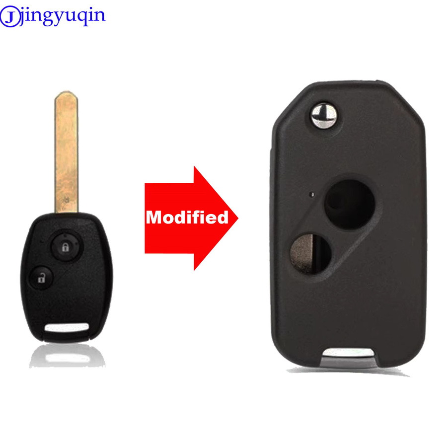Jingyuqin 10er Set Faltbare 3-Tasten Remote-Schlüsselhülle für Honda Accord Insight CRV Civic Odyssey Pilot Ridgeline in Schwarz - Bild 2