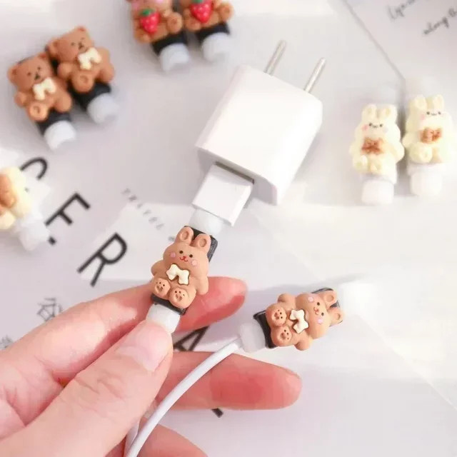 Cartoon Tier Kabelprotektor für USB-C Kabel in Multicolour und Beige - Bild 1