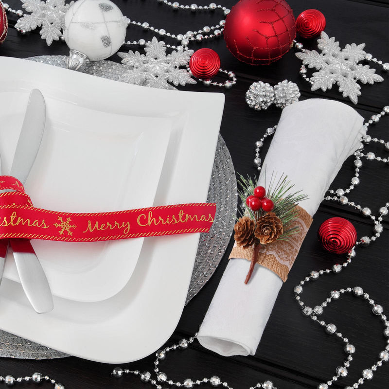 GoolRC Serviettenringe im Zapfen-Design für Weihnachten und festliche Anlässe, mehrfarbig und rustikal - Bild 7
