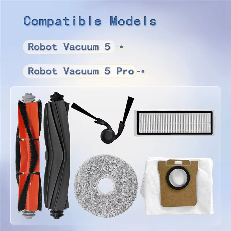 Xiaomi Robot Vacuum 5 5 Pro Ersatzteil-Set mit Hauptseitenbürsten, HEPA-Filtern und Moppbeuteln in Grün und Multicolour - Bild 2