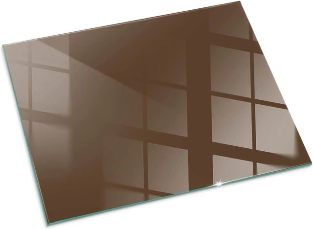 Tulup Glasplatte für Kamin in Braun, Rechteckige Bodenplatte für Kaminöfen, B/T: 80 x 60 cm - Bild 1
