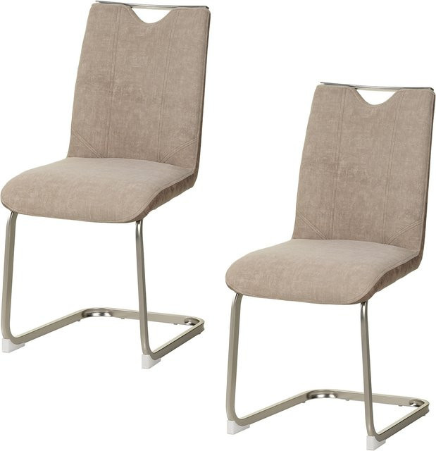 HTI-Living Schwingstuhl Emrys 2er Set in Taupe und Antikhellbraun mit Samt- und Wildleder-Optik - Bild 1
