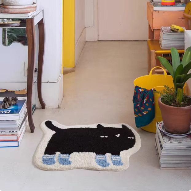 VIKAMA Cartoon abstrakter Katzenteppich in Multicolor, weiche und rutschfeste Matte für Wohnzimmer, Schlafzimmer und Badezimmer - Bild 4
