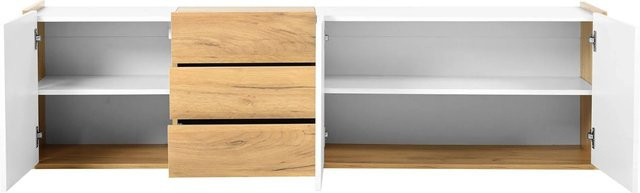 okwish TV Schrank für dein Wohnzimmer in Weiß und Natur mit Stauraum und Wandmontage, B/T/H: 171,5 x 35 x 47 cm - Bild 1