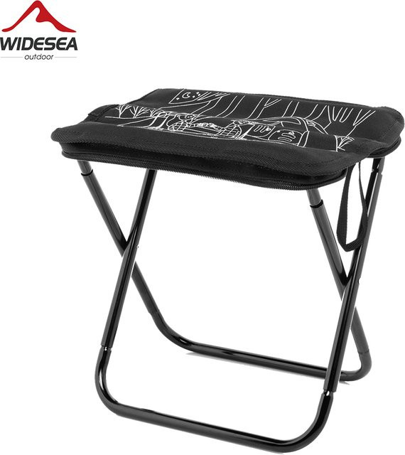 Widesea Camping Hocker Klappstuhl aus Edelstahl in Schwarz für Outdoor, Angeln und Wandern - Bild 1