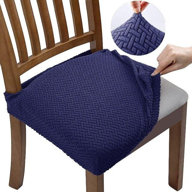 QLHZEIT Jacquard-Stuhlsitzbezüge aus elastischem Spandex, waschbar, Navy Blau - Bild 1