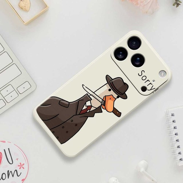 Silikon Handyhülle im Enten-Detektiv-Design für Apple iPhone 11 bis iPhone 17 Pro Max und weitere Modelle - Bild 1