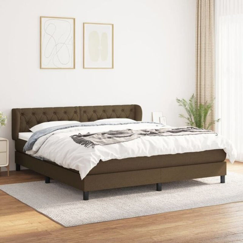 vidaxl Boxspringbett mit Matratze in Braun aus Stoff und Holzwerkstoff, B/T/H: 160 x 200 cm - Bild 1