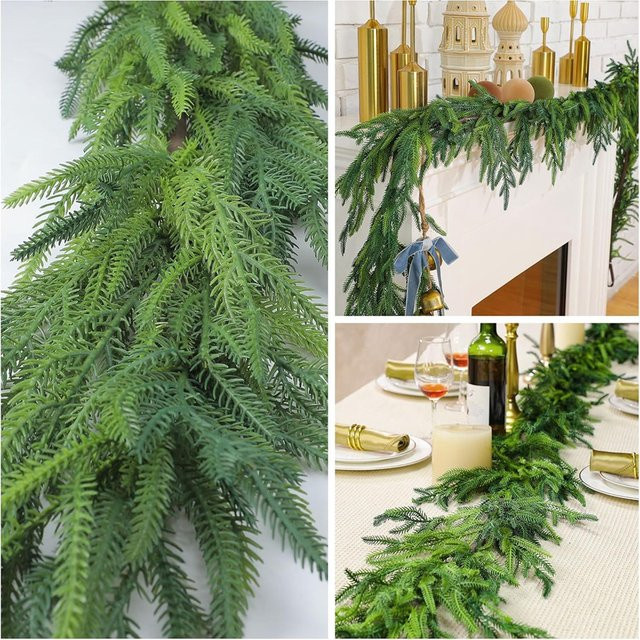 ZQCY Künstliche Rattan-Ranken in Grün für Weihnachtsbaum, Kranz und Garten-Dekoration - Bild 1