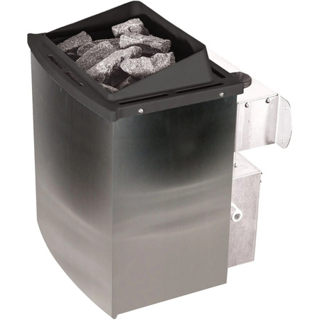 Karibu Elektro-Saunaofen aus Edelstahl mit integrierter Steuerung, 9 kW, Silber