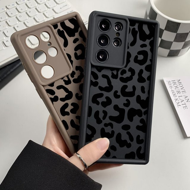 Silikon Handyhülle mit Leopard-Print für Samsung Galaxy A55 5G A54 A35 A34 A53 A52 A33 A32 A25 A24 A16 A15 A12 A06 A05 A05s in Schwarz - Bild 1