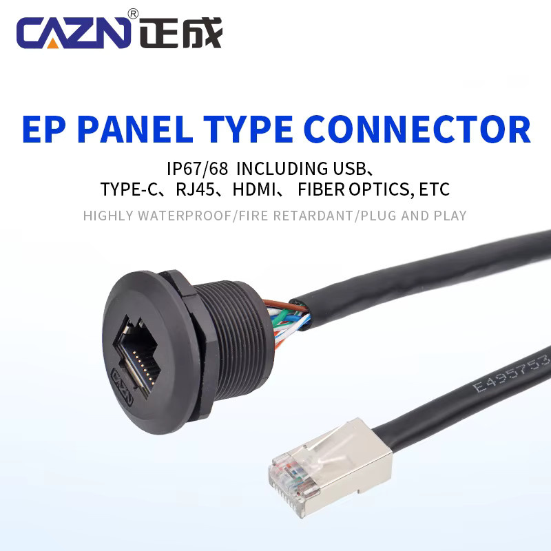 CAZN RJ45 Panel Buchse zu Stecker Ethernet LAN Adapter in Schwarz - Bild 2
