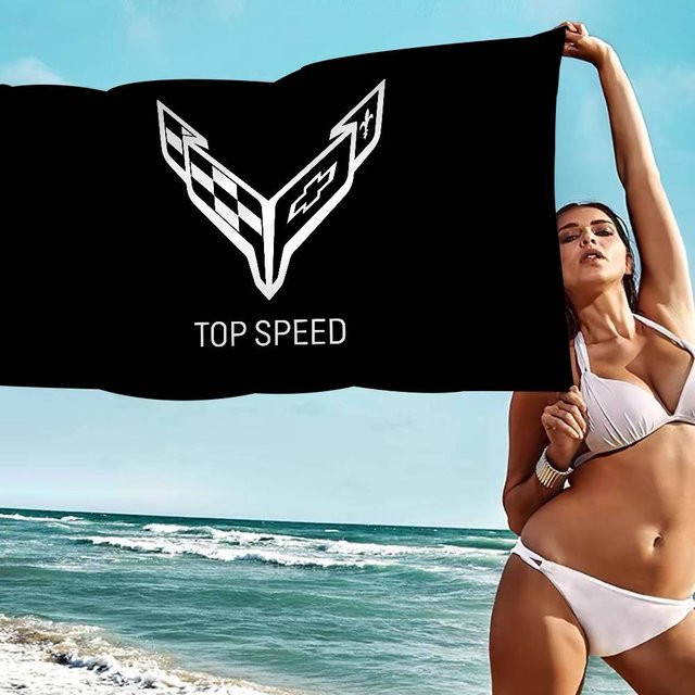 C-Corvettes Mikrofaser Strandtuch Schwarz, Saugfähig und Schnelltrocknend, B/H: 50 x 100 cm - Bild 1