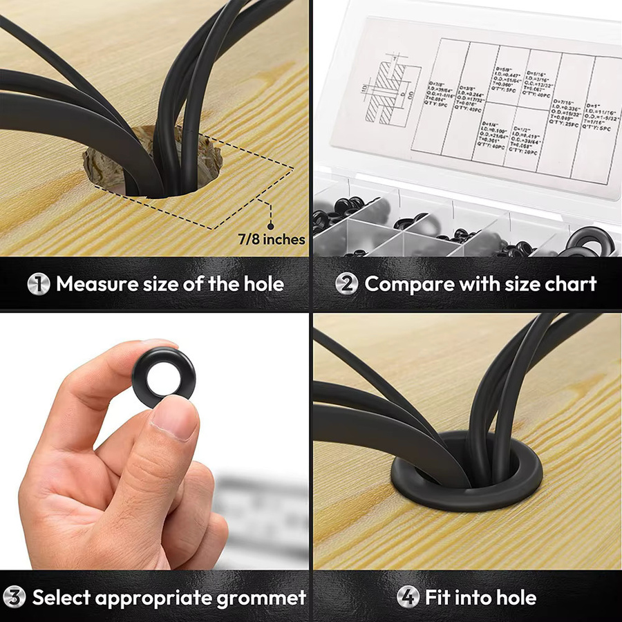 STONEGO Gummitülle Sortiment Kit aus Kunststoff, 180 Teile, Schwarz, Set mit O-Ringen von 1/4" bis 1" - Bild 5