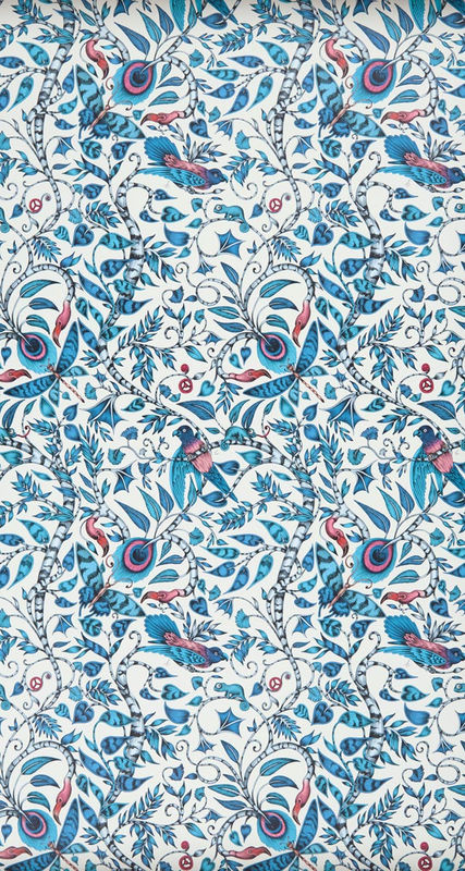 Clarke & Clarke Tapete Rousseau Blue mit botanischem Tier- und Blumenmuster als Vlies-Tapete - Bild 3