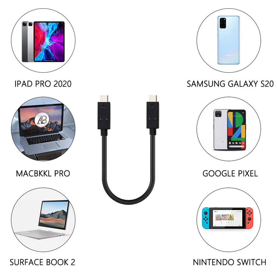 HDmatters USB-C-zu-USB-C-Kabel mit 10Gbps Datenübertragung und Videofunktion, Schwarz - Bild 1