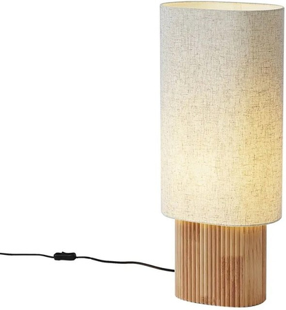 QAZQA Japandi Stehleuchte aus Holz mit beige Leinenschirm in Lamellenoptik, Höhe: 70 cm
