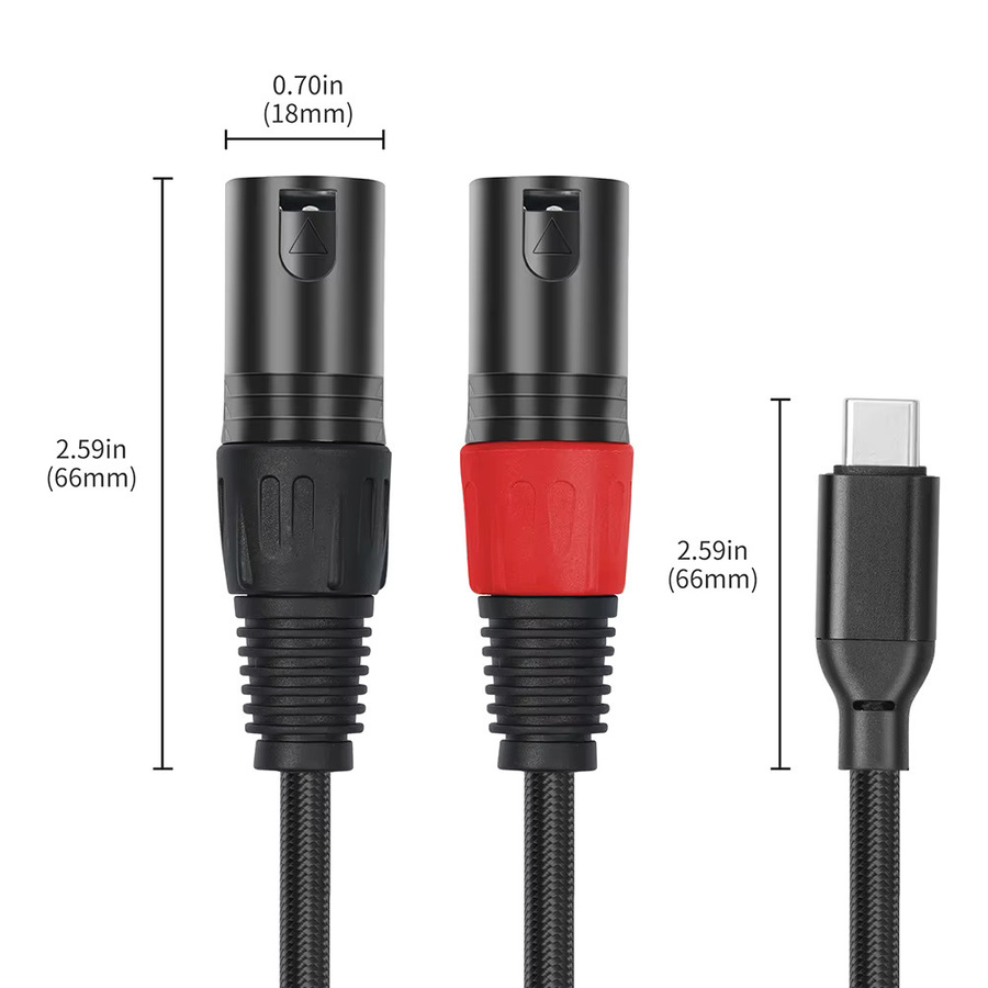 ALLOYSEED USB-C auf Dual XLR Audiokabel in Schwarz für iPad, Laptop und Handy - Bild 3