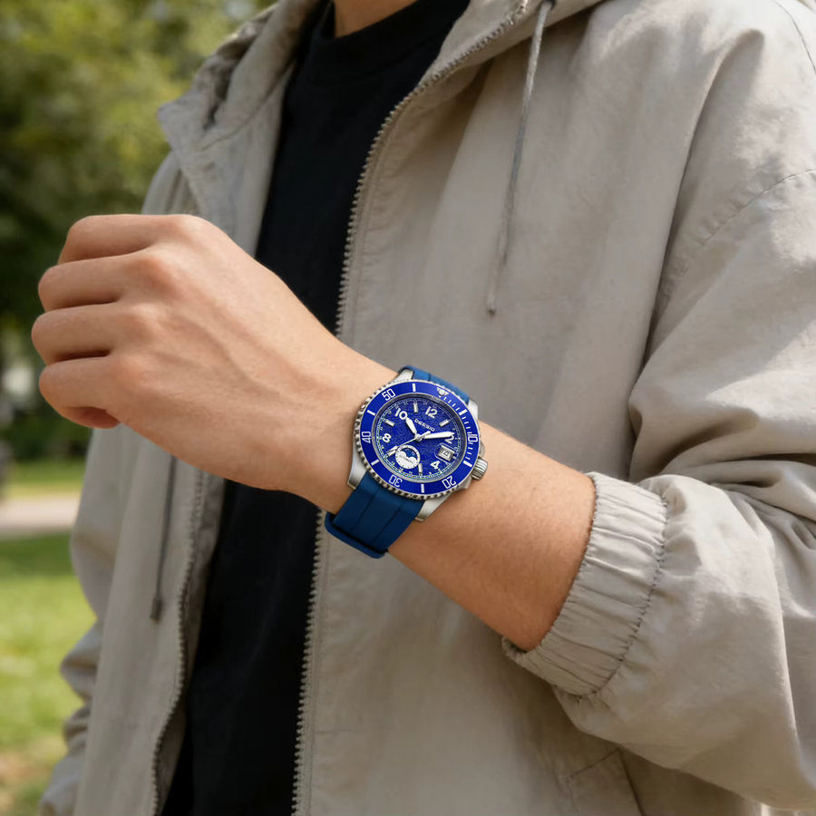 Deesio Armbanduhr, Automatik, Edelstahl, Blau, Herren - Bild 4