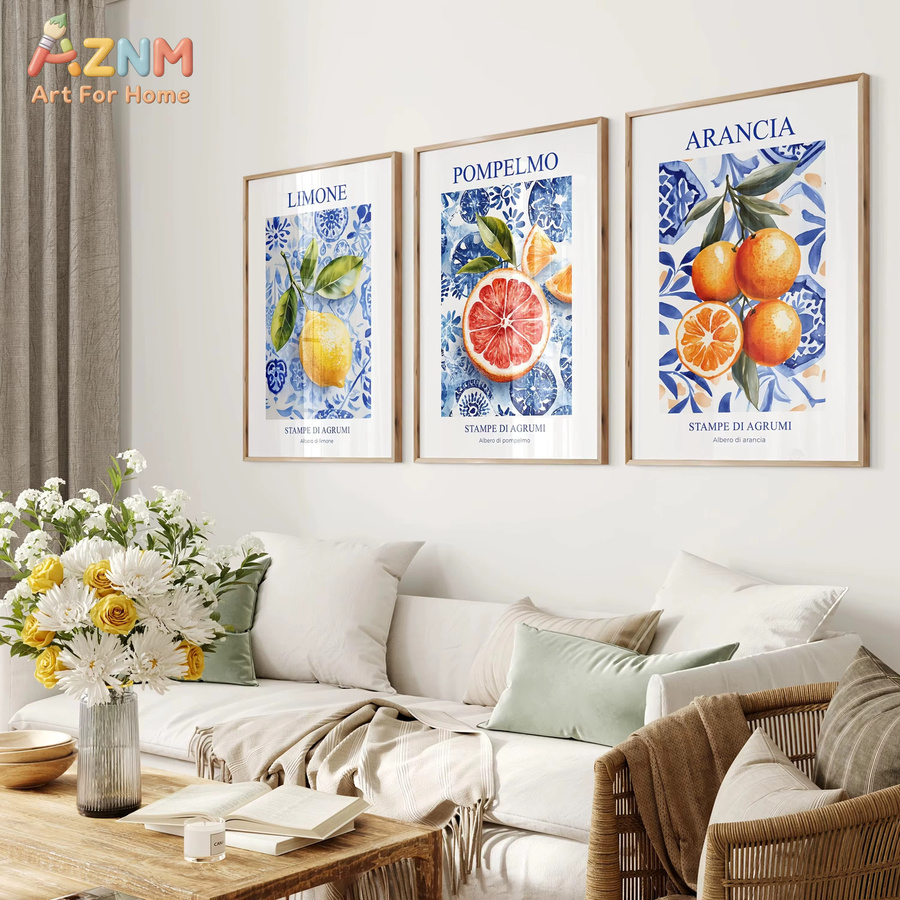 Kayou Leinwand-Kunstdruck Sommerfrischer Zitronenbaum Retro Botanisches Poster Multicolour Wandkunst für Wohnzimmer und Küche - Bild 2