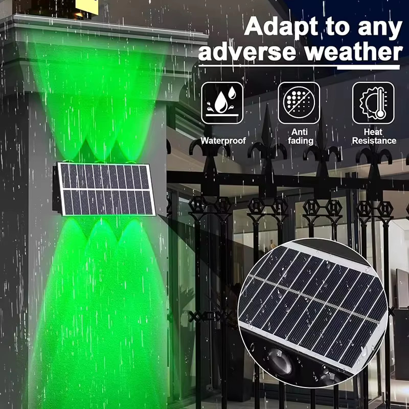 TLEDMP Solar-Wandfluter RGB Außenleuchte Schwarz für Garten und Außenbereich - Bild 3