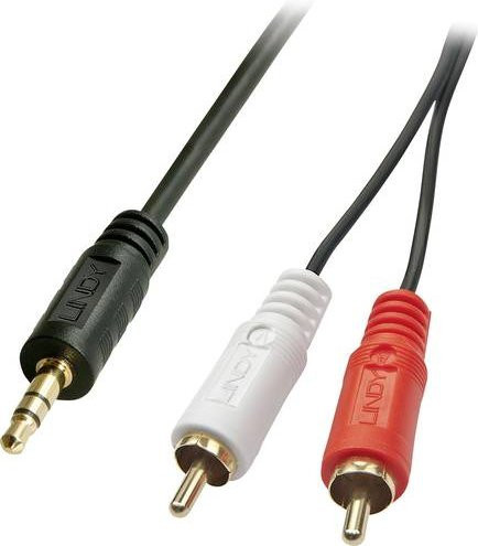 LINDY 35680 Audio Anschlusskabel mit 2x Cinch und 1x 3,5 mm Klinkenstecker in Schwarz, Länge: 1,00 m - Bild 1