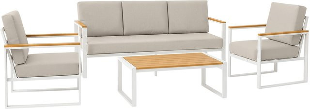 CLP Gartenlounge Set Rodiesa aus Aluminium in Grau mit Tisch, Sofa, Sesseln und Sitzkissen, wetterfest und UV-beständig - Bild 1