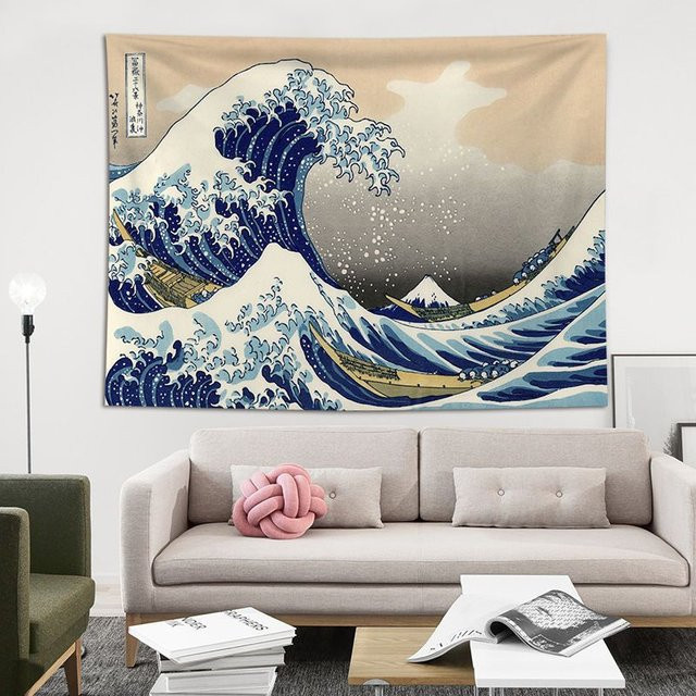 VIKAMA Japanischer Harajuku Ukiyo-e Wandteppich, Mehrfarbiger Wandbehang im Orientalischen Stil für dein Schlafzimmer und Wohnheim - Bild 1