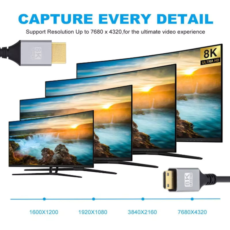 AXONUS Micro Mini HDMI Kabel in Schwarz für 8K HD Verbindung von Fernsehern, Computern und Kameras - Bild 1