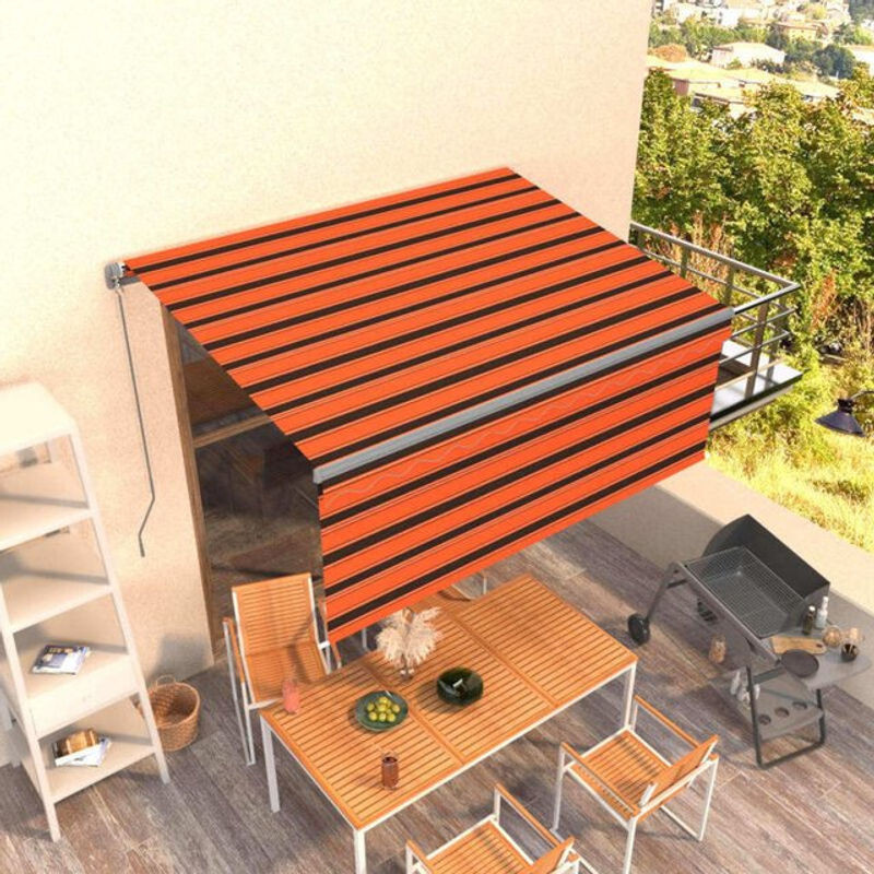 Manuelle Markise mit Rollo von Vidaxl in Orange und Braun, B: 350 cm x H: 250 cm - Bild 1