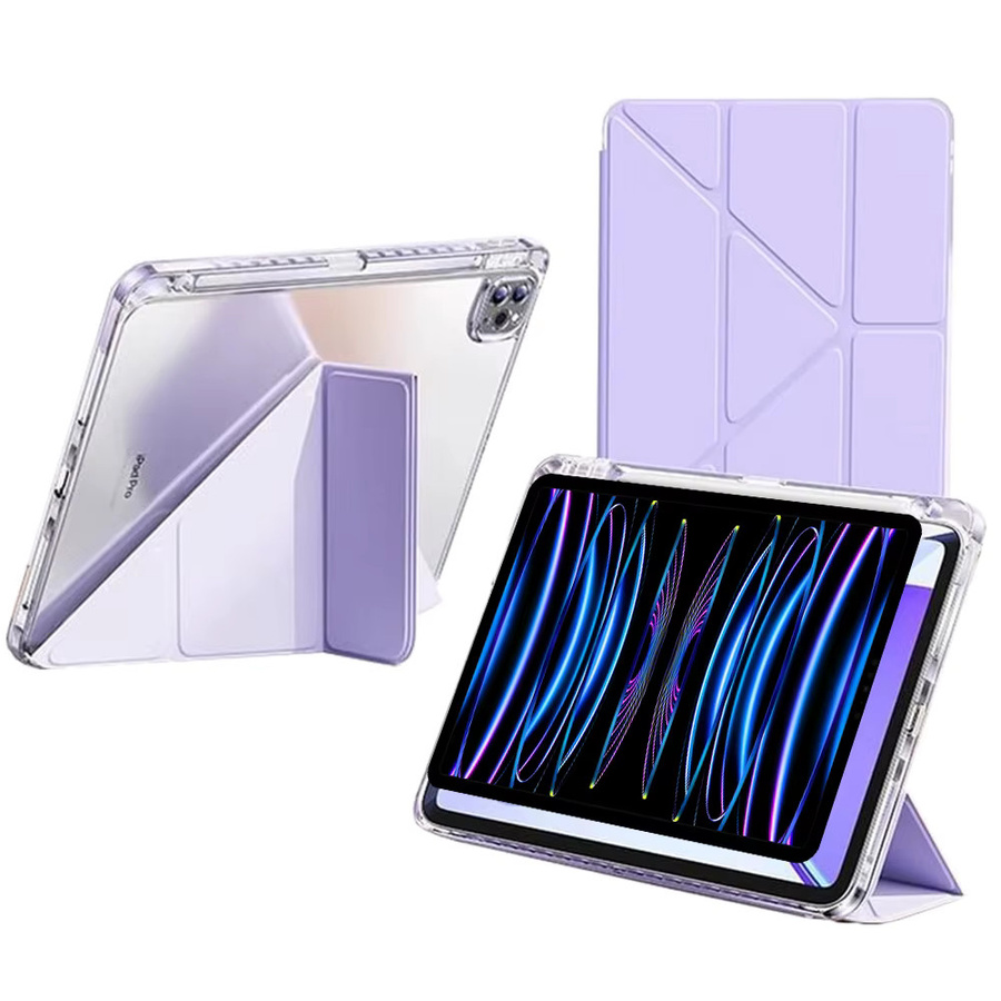 DZSWYCASE Schutzhülle für iPad Pro 11 Zoll (2018-2022) und iPad Air 10,9 Zoll (4./5. Generation) sowie iPad Air 11 M2 M3 M4 mit Stifthalter und Auto-Wake-Sleep-Funktion in Grau und Lila - Bild 3