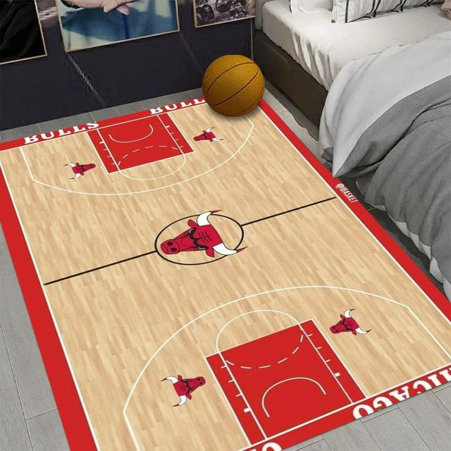 Rutschfeste und waschbare Fußmatte im Basketballplatz-Stil von Lodestar, Mehrfarbig, B/T: 80 x 50 cm - Bild 1
