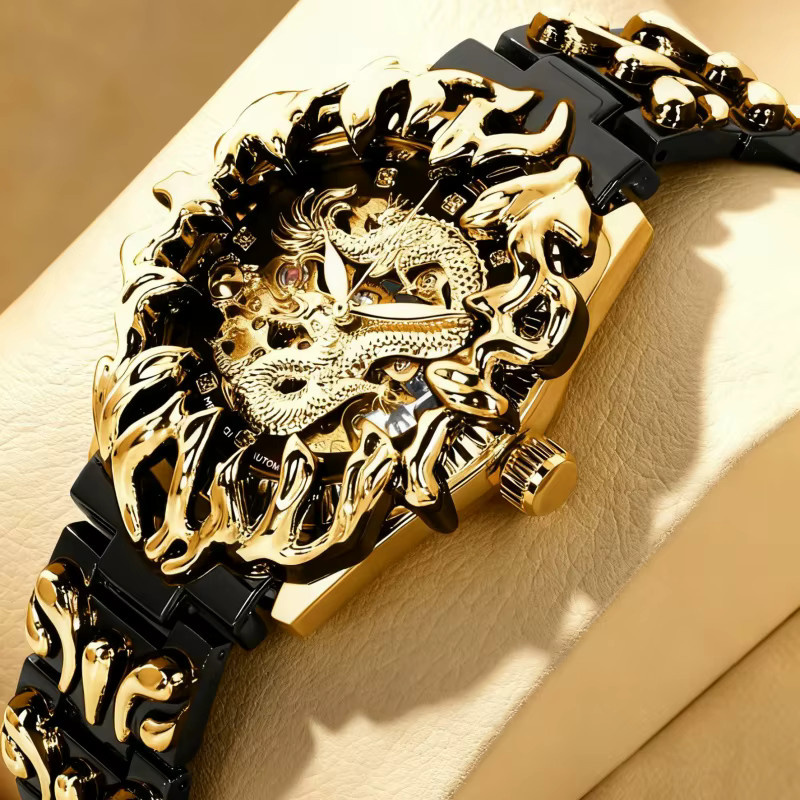 MEIRUIQI Armbanduhr Automatik, Edelstahl, Bicolor, Schwarz, Herren - Bild 2