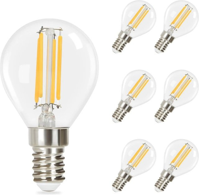 NETTLIFE LED Filament Leuchtmittel Globe aus Glas in Transparent mit warmweißem Licht und E14 Sockel, Höhe: 8 cm - Bild 1