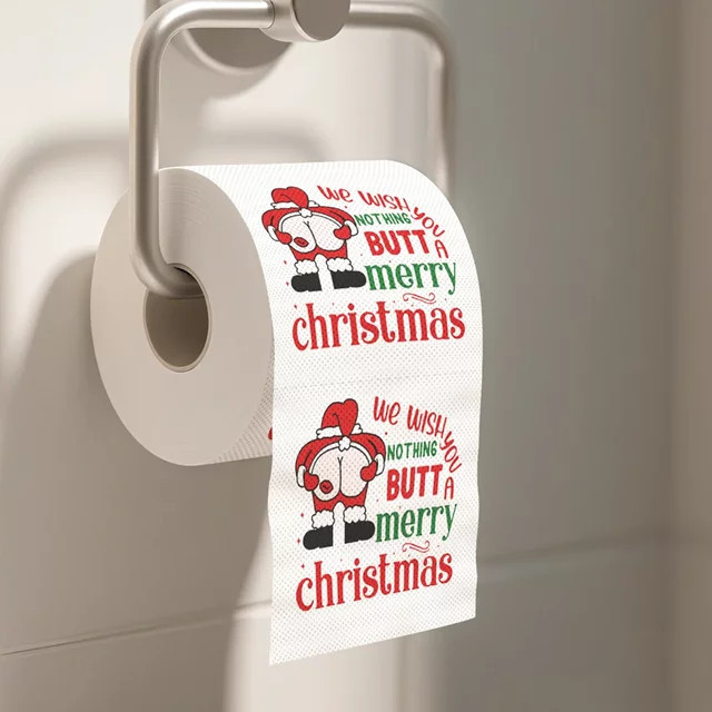 Dekorative Toilettenpapierrollen für Weihnachten und das neue Jahr 2026 in Weiß - Bild 1