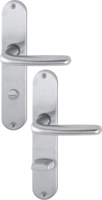 Hoppe Schild-Garnitur Cardiff WC-Set aus Edelstahl in Silber Matt mit Schraubbefestigung, B/H/T: 192 x 265 x 39 mm - Bild 1