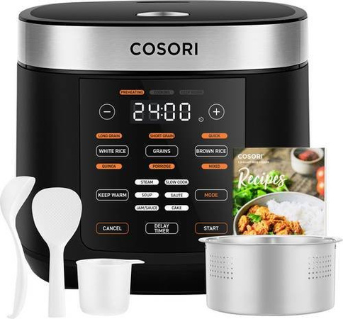 Cosori Multi-Cooker Chef Edition Reiskocher Schwarz Silber 5,0 Liter mit VeSync-App und Timerfunktion