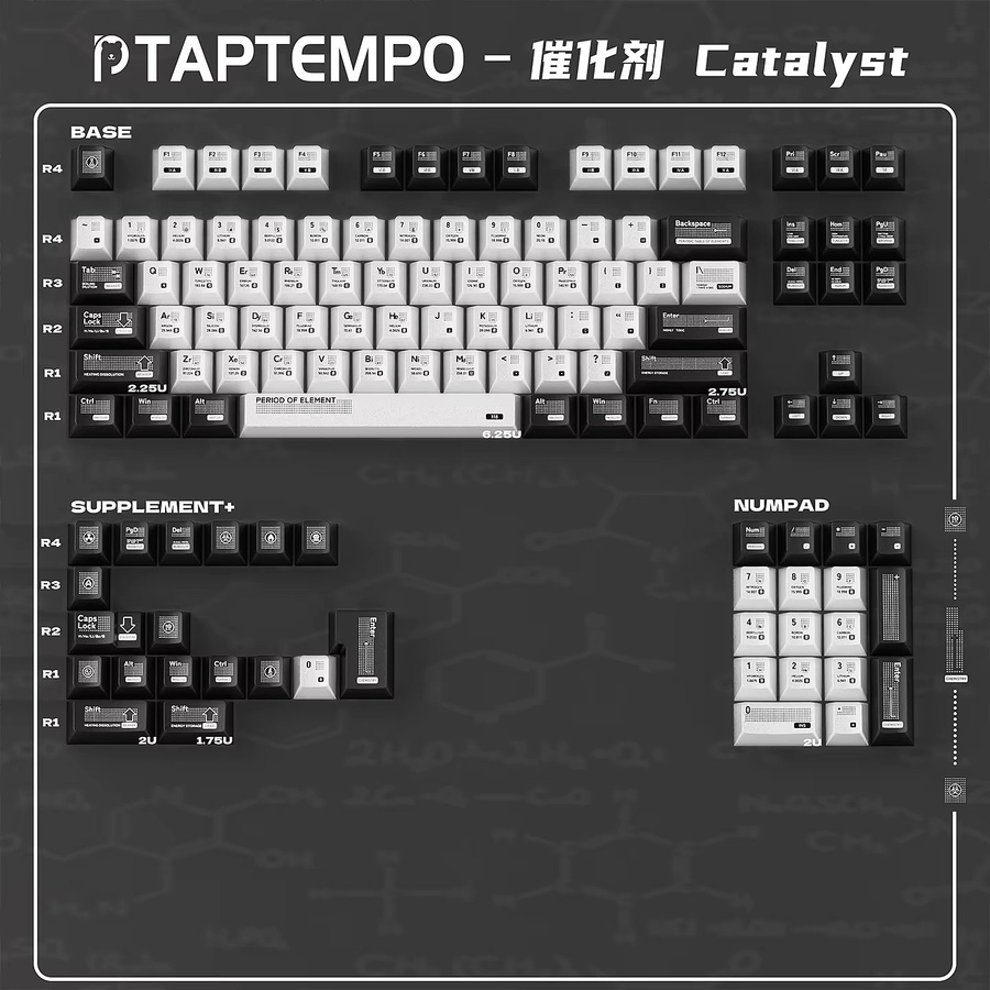 Taptempo CatalystX Tastenkappen Cherry Profile aus PBT in Metallic Paint Glossy Black und Silver für mechanische MX-Tastaturen - Bild 4