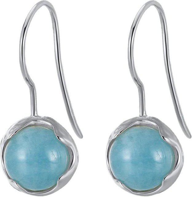 Ohrstecker 925 Silber, Goldfarben, Aquamarin, Zirkonia, Damen - Bild 1