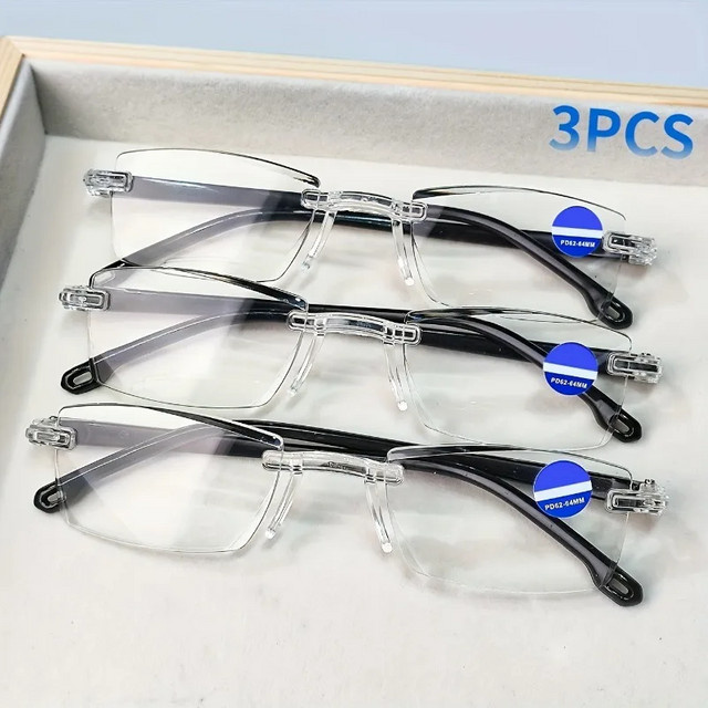 MJYIWANG Lesebrille, randlos, rechteckig, Metall, Unisex - Bild 1