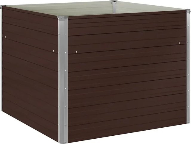 vidaXL Hochbeet aus verzinktem Stahl in Braun, B/T/H: 100 x 100 x 77 cm - Bild 1