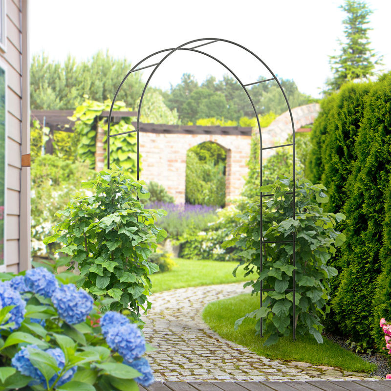 Outsunny Rosenbogen aus Metall mit Spitze Struktur in Schwarz, B/T/H: 140 x 40 x 240 cm - Bild 2
