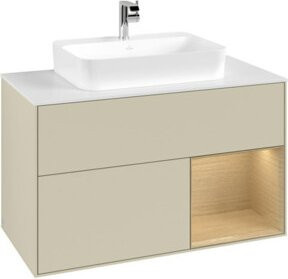 V&B Waschtischunterschrank Finion 100 in Eichenoptik mit grauer Lackierung, B/T/H: 100 x 50,1 x 50,1 cm - Bild 1