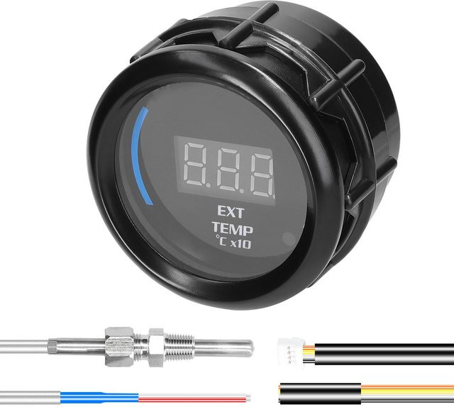 Digitales Abgastemperaturmessgerät EGT mit LED-Display für Auto und Motorrad, 52mm, Schwarz, Messbereich 400-1200 Grad Celsius - Bild 1